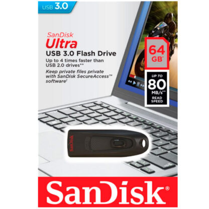 MEMORIA USB  64GB SANDISK ULTRA USB 3,0 CIFRADO DATOS 128BITS   SDCZ48-064G-U46