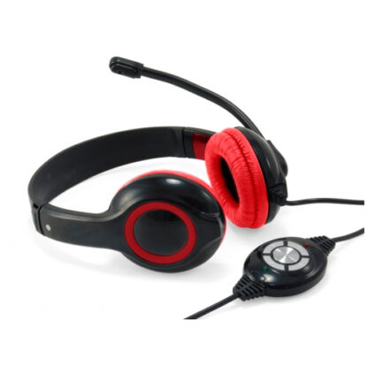 HEADSET CONCEPTRONIC CHATSTAR2U2R  USB MICROFONO FLEXIBLE CONTROL DE VOLUMEN  COLOR NEGRO / ROJO CCHATSTARU2R