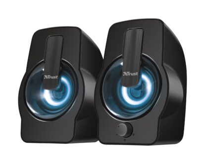 ALTAVOCES TRUST 2.0 GEMI RGB 12W RMS ILUMINACION LED ALIMENTADOS POR USB COLOR NEGRO  22948