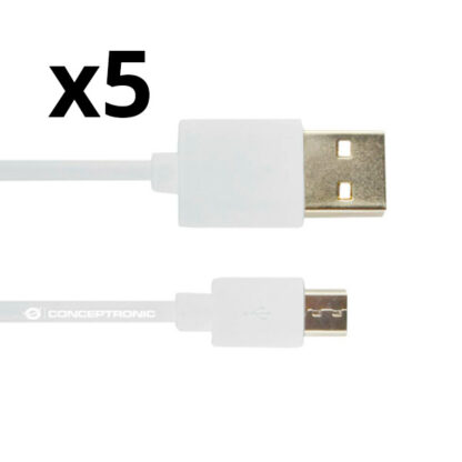 KIT 5 UNIDADES CABLE USB 2.0 A MICRO USB NORTESS SMARTPHONE/ TABLET COLOR BLANCO