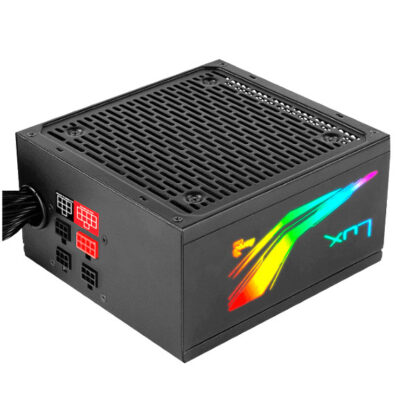 FUENTE ALIMENTACION AEROCOOL LUX RGB  550W, CERTIFICADO 80 PLUS BRONZE, MODULAR , PFC ACTIVO, VENT. 12x12cm ILUMINACION RGB-A (ADRESSABLE)  HASWELL