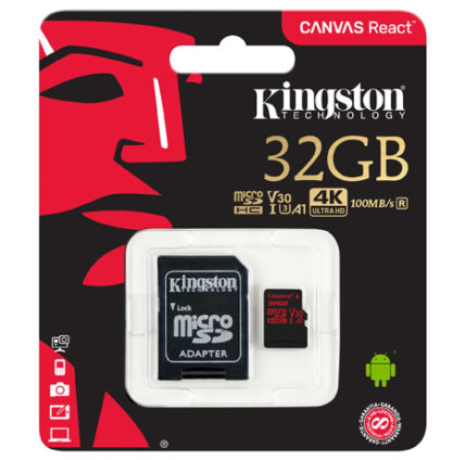 MEMORIA SD MICRO 32GB  CLASE 10 KINGSTON + ADAPTADOR CANVAS Select PLUS 100MB/S SDCS2/32GB