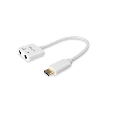 CABLE ADAPTADOR USB-C A AUDIO 2 JACK 3.5MM HEMBRA PARA AURICULAR Y MICROFONO