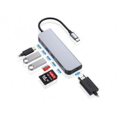 ADAPTADOR USB-C  6EN1 CONCEPTRONIC DONN02 HDMI USB-C USB 3.0 LECTOR SD