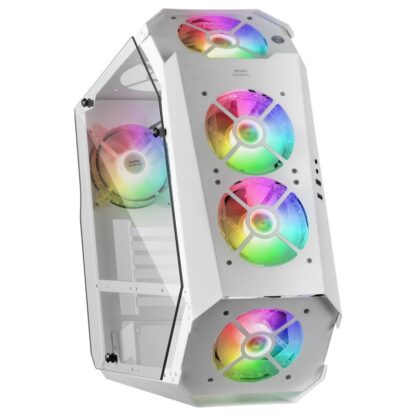 CAJA ATX SEMITORRE MARS GAMING MC51 WHITE DISEÑO EXTREMO 5 VENTILADORES 120mm CHROMA RGB LATERALES DE CRISTAL TEMPLADO SIN FUENTE DE ALIMENTACION