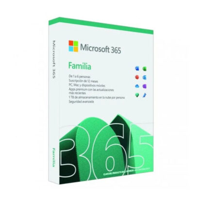 MICROSOFT 365 FAMILY ESPAÑOL 1 AÑO  SUBSCRIPCIÓN    6 USUARIOS  EN EL MISMO HOGAR HASTA 5 DISPOSITIVOS POR USUARIO   BOX