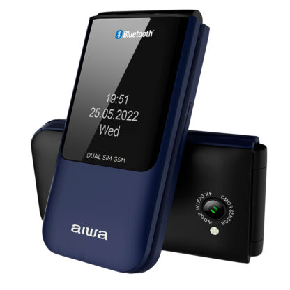 MOVIL SENIOR FP-24BL BLUE AIWA DISEÑO FLIP DUALSIM BOTONES GRANDES PANTALLA 2.4" BLUETOOTH PUERTO MICRO-USB