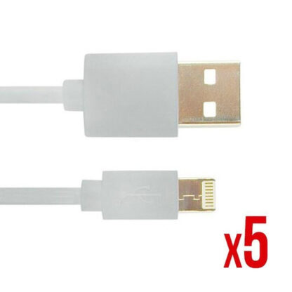 KIT 5 UNIDADES CABLE LIGHTING NORTESS IPHONE 5  6/7/8/ X IPAD 2 METROS COLOR BLANCO