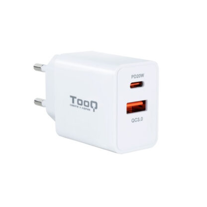 CARGADOR DE PARED TOOQ TQWC-2SC04WT USB-C+USB-A  4.8A (20W) TOTAL COLOR BLANCO