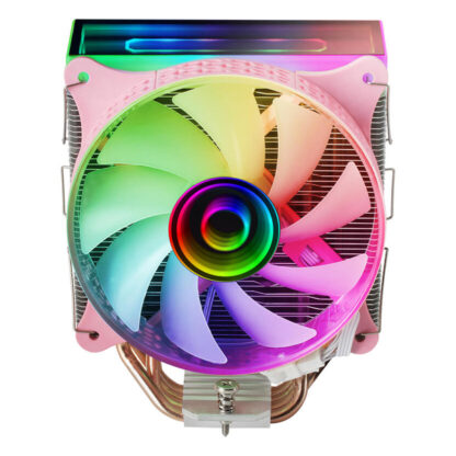 VENTILADOR CON DISIPADOR DE CPU MARS GAMING MCPU-VR PINK DISEÑO DOBLE ESPEJO INFINITO 4 HEADPIPES TDP 180W VENTILADOR ARGB MULTI SOCKET