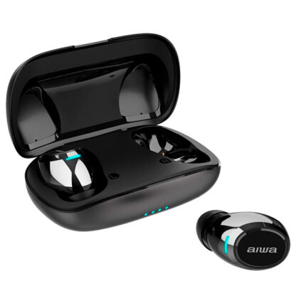 AURICULAR BLUETOOTH INTRAUDITIVO AIWA EBTW-850 BLACK GRAVITY BT 5.0 TWS APT-X DRIVER 9mm IPX5 PREMIUM METAL ESTUCHE DE RECARGA CON BATERIA DE