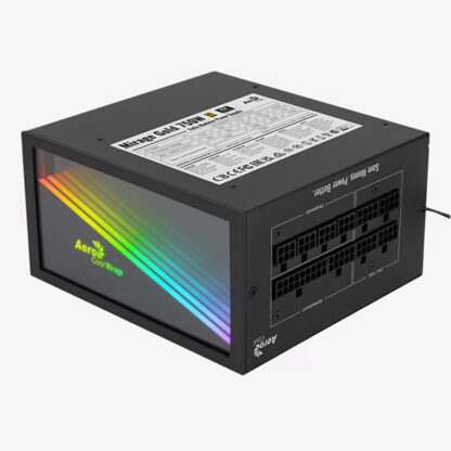 FUENTE ALIMENTACION AEROCOOL MIRAGE 750W MODULAR CERTIFICADO 80 PLUS GOLD PFC ACTIVO, VENT. 12x12cm ULTRA SILENCIOSO HASWELL RGB INFINITE MIRROR