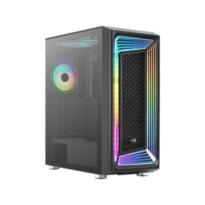 CAJA ATX SEMITORRE AEROCOOL INTERESTELAR FRONTAL MESH CON MARCO RGB LATERAL COMPLETO DE CRISTAL TEMPLADO SIN FUENTE DE ALIMENTACION