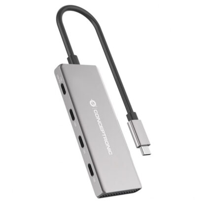 Conceptronic HUBBIES16G 4-Port USB 3.2 Gen 2 Hub, 10Gbps, USB-C x 4, 100W USB PD, Aluminum Case