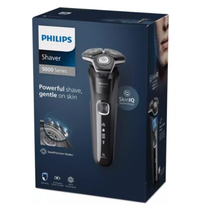 AFEITADORA PHILIPS SERIE 5000 COLOR NEGRO INTENSO 3 CABEZALES USO EN SECO Y HUMEDO INALAMBRICA